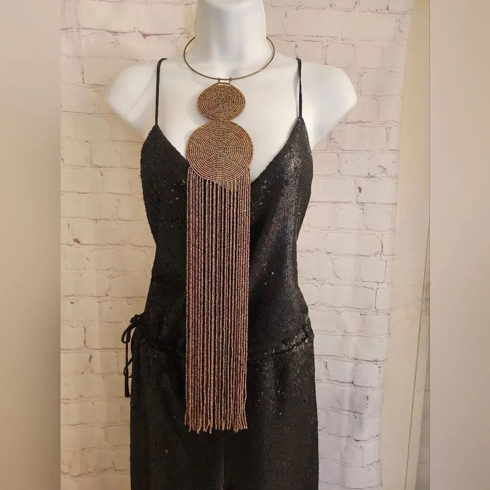 NEW Long Glass Beaded Fringe Statement Necklace by Kat Medeiros Lisbon,Portugal